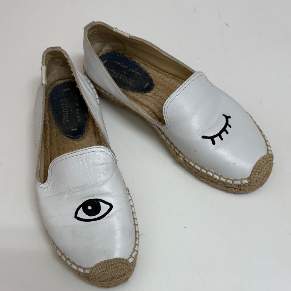 Soludos White Espadrilles with Eye Motif